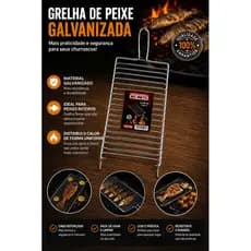 Grelha Articulada Peixe Carne Fácil Limpar Churrasco 48x25
