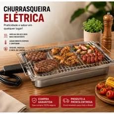 Churrasqueira Elétrica Compacta Portátil Grelha Removível