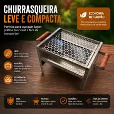 Churrasqueira de Mesa em Inox – Portátil, Resistente e Ideal para Todos os Momentos
