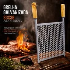Grelha P/Churrasqueira Botijão 33x36 Pronta para uso Churrasco camping e pesca