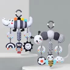 Brinquedos Sensoriais De Desenvolvimento Infantil De Bebê Preto E Branco De Alto Contraste Carrinho Pendurados Na Cama C