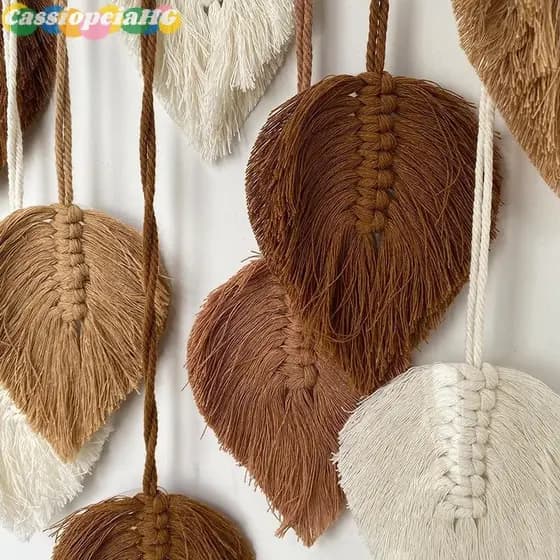 (Cassiopeiahg) Folha Macrame Tapeçaria Marrom Verde De Parede Boho Decoração De Casa Pendurado Na Sala De Estar Presente