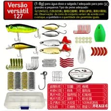127 peças + linha de pesca isca multifuncional conjunto de isca falsa