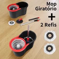 haosin Mop Giratório Esfregão 360° Regulável Balde C entregar 2 esfregões de microfibra / Rodinha E Alça Rodo 8 Litros