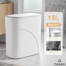 haosin Lixeira Multiuso 15L Com Tampa Retrátil Sem Furo Porta Armário Para Cozinha Banheiro