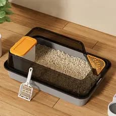 Caixa de Areia para Gatos Grandes Banheiro Sanitário Pet Aberta Resistente Forte Sandbox Gato