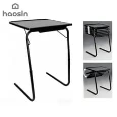 Haosin Mesa de Apoio Preta Dobrável para Notebook Home Office e Cama 3 Níveis de Altura