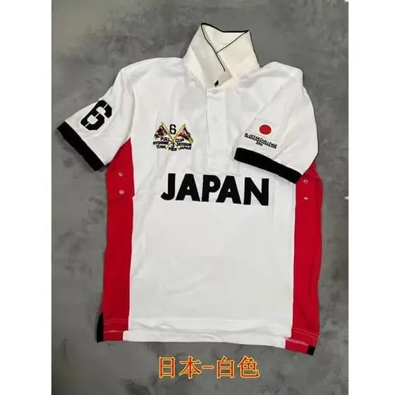 Camisa polo masculina de algodão puro manga curta camiseta verão negócios Casual bandeira bordada lapela camisa polo ret