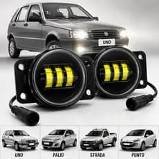 Farol Milha Led Projetor ASX 5000Lm 40W 6000K Fiat Strada Palio Uno Punto Par