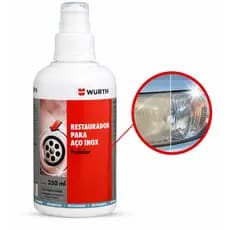 Restaurador Faróis Polidor Metais Wurth 250ml Aço Inox Alumínio Cromo Alto Brilho Removedor Oxidação