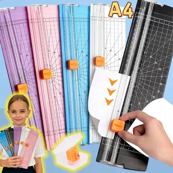 Guilhotina Portátil Cortador de Papel A4 Com Lâmina para Fácil Manuseio Adequado para escolas e escritórios.