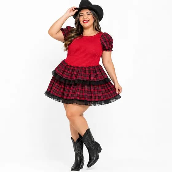 Vestido Junino de Quadrilha São joão Moda Caipira