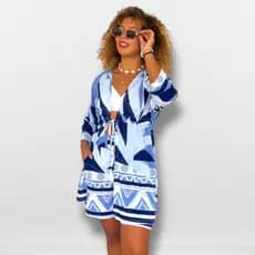 Conjunto Kimono Ajustavel Short E Kimono Duas Peças Moda Praia Estampado Malha Liganet
