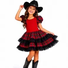 Vestido de Quadrilha Festa Junina Caipira Infantil Vestido São Jão Vestido
