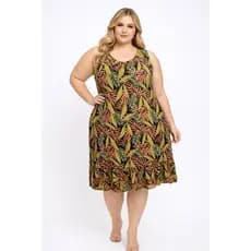 Vestidos Plus Size Cavado Regata Liganete Soltinho Igreja Sair Confort谩vel Casual Elegante