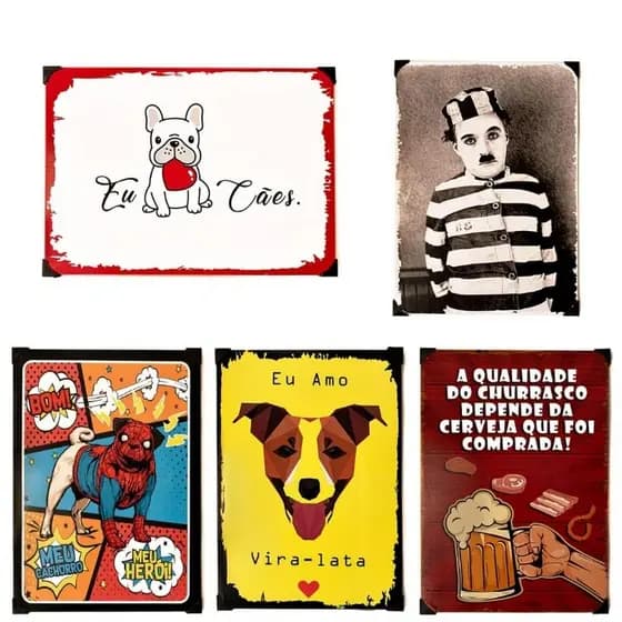 Quadro Metal Decoração 30 X 40 Cm - Tema Pet, Churrasco, Personagens