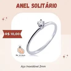 Anel Solitário Feminino 2mm em Aço Inoxidável com Pedra de Zircônia - Namoro, Noivado e Compromisso.
