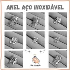 Anel Aço Inoxidável Feminino Hipoalergênico Árvore da Vida /Rosa /Flor/Trevo 4 Folhas/Folhas e Ramos