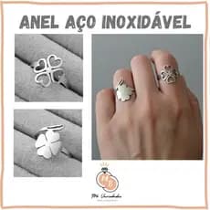 Anel  Feminino Aço Inoxidável Trevo Quatro Folhas - Anel Delicado Aço Inoxidável Trevo Quatro Folhas
