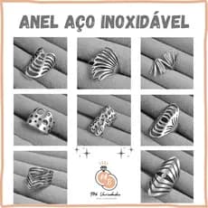 Anel Aço Inoxidável Feminino Hipoalergênico - Anel Feminino formato geométrico