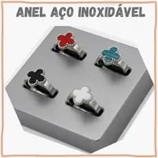 Anel Aço Inoxidável Feminino Trevo Colorido Anel Trevo Virgínia - Anel Aço Inoxidável delicado