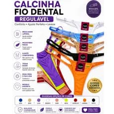 Calcinha Fio Dental Feminina Ajustável Microfibra Conforto Pala Dupla