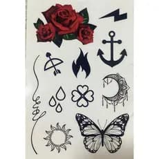 TATUAGEM TATOO TEMPORÁRIA BORBOLETA ANCORA FLOR CARNAVAL 10x15cm