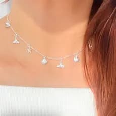 Colar Chocker Concha do Mar Estrela do Mar Banhado a Prata 925