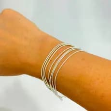 Pulseira 7 em 1 Corrente Lisa Banhada a Prata 925
