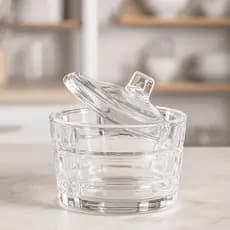 Açucareiro de Vidro Cristal Diamante 300ml com Tampa