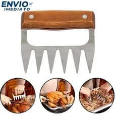 Garra de Urso para Churrasco Inox com Cabo de Madeira LIVON -12x11x2cm