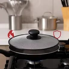 Tampa Antirrespingos para Fritura com Pegador Preto 29cm - Tela de Metal