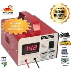 Carregador De Bateria 12v Carro Moto Cva2 Com Display Multifunçoes