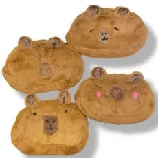 Estojo Fofo Peludo Capivara Bordado Com 1 Zíper Estojo Funcional Médio Armazenamento de Lápis Make