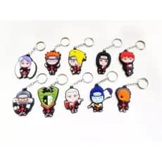 Chaveiros Akatsuki Naruto Personagens Variados Emborrachados Alça de Aço 9 Personagens Variados P/ Bolsas e Mochilas
