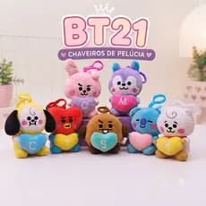 BTS BT21 Pelucias de Chaveiros com Coração Cute Kpop Korean Idols Arirang 12cm para Mochila Bolsa V RM Jin Jk Suga Jimin