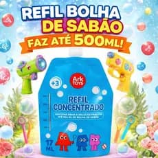 Refil Bolha de Sabão 17ml Concentrado Faz 500ml Atóxico Infantil para Máquina Pistola