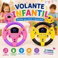 Volante Infantil Musical Interativo Com Sons Luzes Buzina Educativo Com Ventosas 2 Cores 3 Anos+