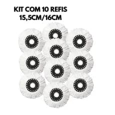 Refil Mop Giratório Kit com 10 Unidades Microfibra para Mop 12L Encaixe 16cm