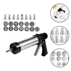 Máquina de Fazer Bolacha Inox com 13 Moldes e 8 Bicos | Prensa de Biscoitos para Modelar, Confeitar e Decorar