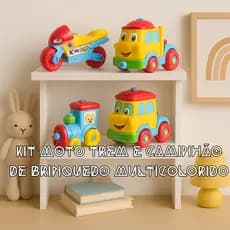 Brinquedo Educativo Infantil 3 Veículos Coloridos-Caminhão, Trem e Moto Adesivos Personalizar