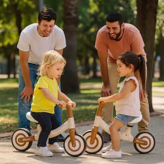 Bicicleta Balance S/Pedal Infantil Madeira Marrom Estabilidade Desenvolvimento Aprendizado Baby Bike