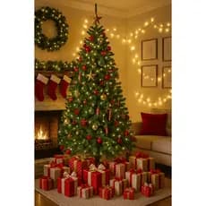 Árvore de Natal 2,40m 1400 Galhos Verde Pinheiro Realista Base de Ferro Montagem Fácil ou 2,10/1,80m