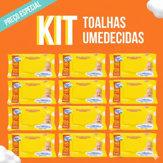 Pacote  Lenço Umedecido Caixa Pacotes 140 unidades Sem Álcool Bebe