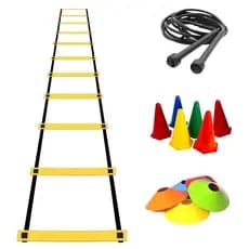 kit Agilidade treino  funcional em casa e ao ar livre 5 chapéus 5 cones 1 escada 1 corda de pular