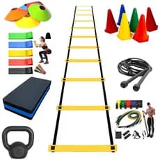 Kit Treino Funcional Completo  Agilidade em Casa  Escada Step EVA, Mini Band Corda Kettlebell 4kg