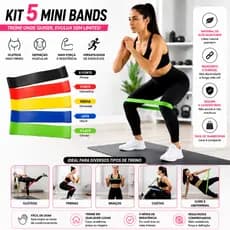 Kit 5 Mini Band Fita Elástica Resistência Academia Exercícios Yoga Musculação Fisioterapia Treino