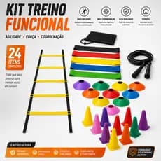 kit treino funcional 10 cones 10 chapéus 1 corda 1 escada agilidade 7 degraus 1 kit 5 mini band