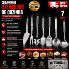 Conjunto  Utensílios de Cozinha 7 Peças 100% Aço Inox SQ 4419/4241/3720/3721/3719/3722/3723