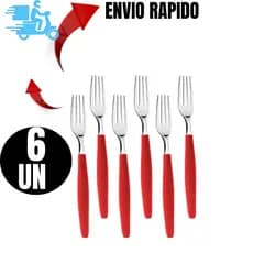 Conjunto 6 unidades Garfo Vermelho resistentes e fáceis de higienizar perfeito para o uso diário